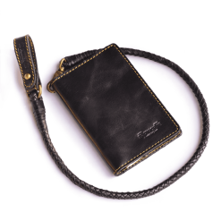Bags & Purses Wallets & Money Clips Chain Wallets Biker black leather bellows wallet 