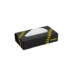 Nappa Leather Tissue Box Leaf Black and Yellow