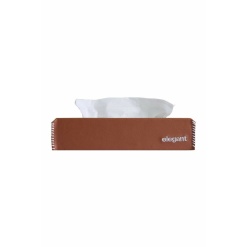 Elegant Tan and White Nappa Leather Tissue Box