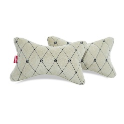 Elegant Comfy Car Neck Rest Pillow Beige Set of 2 CU01