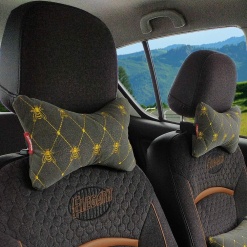 Elegant Comfy Car Neck Rest Grey Bee Design Pillow