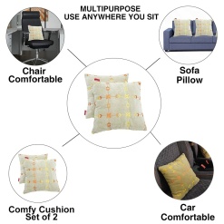 Elegant Comfy Cushion Pillow Beige Square Design Set of 2 CU10