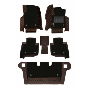 Elegant 7D Car Floor Mat Black and Red Compatible With Mahindra Bolero