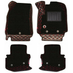 Elegant Royal 7D Car Floor Mat Black and Red Compatible With Honda BR-V