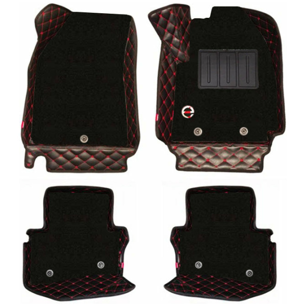 Elegant Royal 7D Car Floor Mat Black and Red Compatible With Mahindra Xuv500