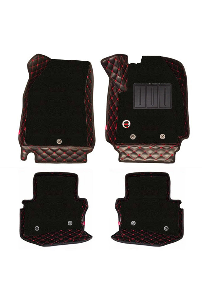 Elegant Royal 7D Car Floor Mat Black and Red Compatible With Honda BR-V