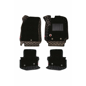 Elegant Royal 7D Car Floor Mat Black and White Compatible With Mahindra Scorpio