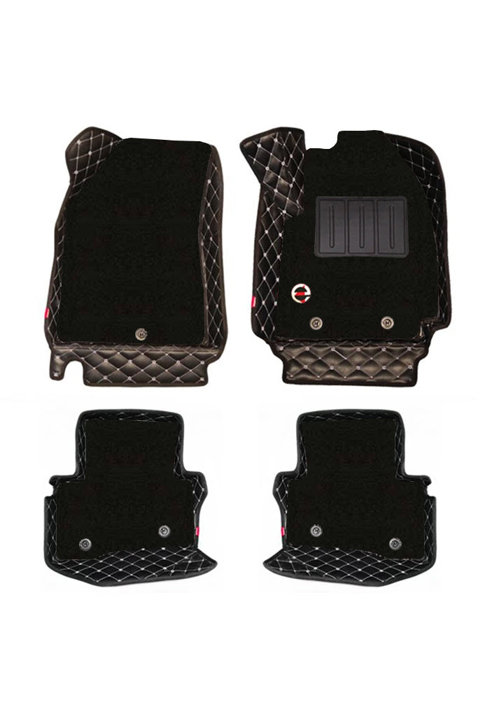 Elegant Royal 7D Car Floor Mat Black and White Compatible With Kia Carnival 7 Seater