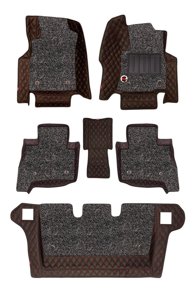 Elegant Royal 7D Car Floor Mat Black and Red Compatible With Tata Hexa