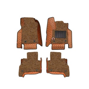 Elegant 7D Car Floor Mat Tan and Black Compatible With Toyota Innova Crysta