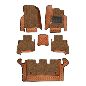 Elegant 7D Car Floor Mat Tan and Black Compatible With Toyota Fortuner