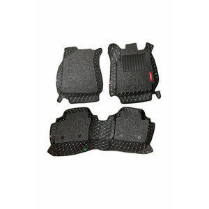 Elegant 7D Car Floor Mat Black and White Compatible With Mahindra Thar 2020 Onwards