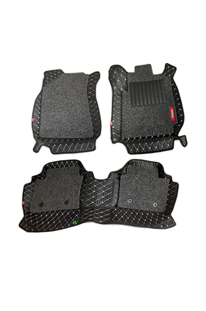 Elegant 7D Car Floor Mat Black and White Compatible With Jeep Compass