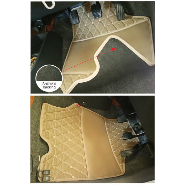 Elegant Luxury Leatherette Car Floor Mat Beige Compatible With Mahindra Scorpio