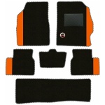 Elegant Duo Carpet Car Floor Mat Black and Orange Compatible With Nissan Terrano