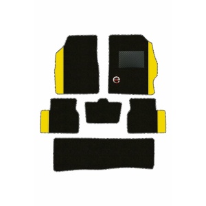 Elegant Duo Carpet Car Floor Mat Black and Yellow Compatible With Nissan Terrano