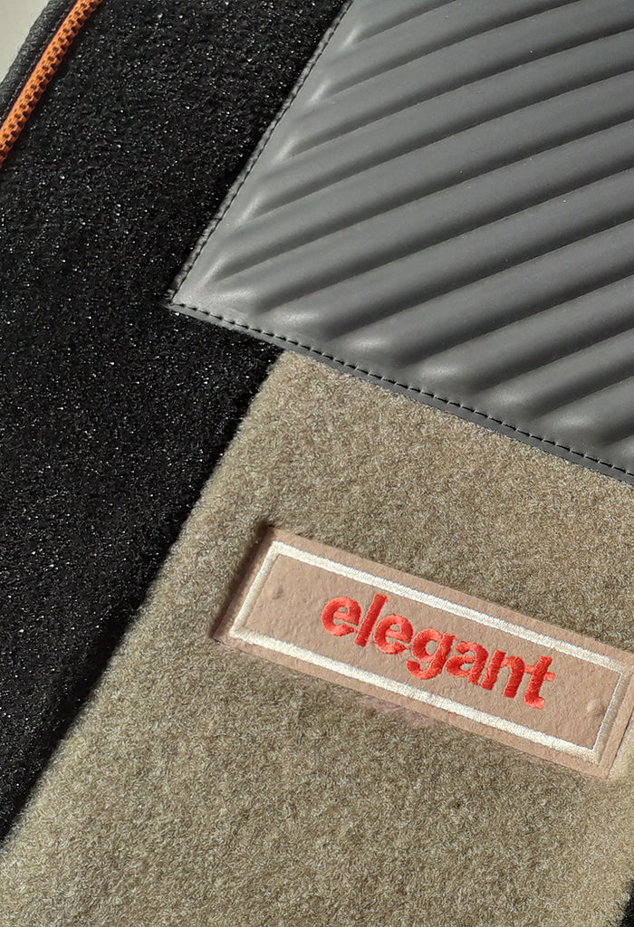 Elegant Edge Carpet Car Floor Mat Beige and Black Compatible With Honda Mobilio