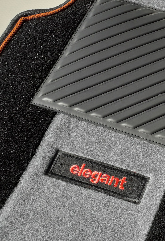 Elegant Edge Carpet Car Floor Mat Black and Grey Compatible With Mahindra Marazzo