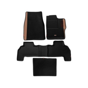 Elegant Diamond 3D Car Floor Mat Black and Beige Compatible With Mahindra Scorpio 2014-2015