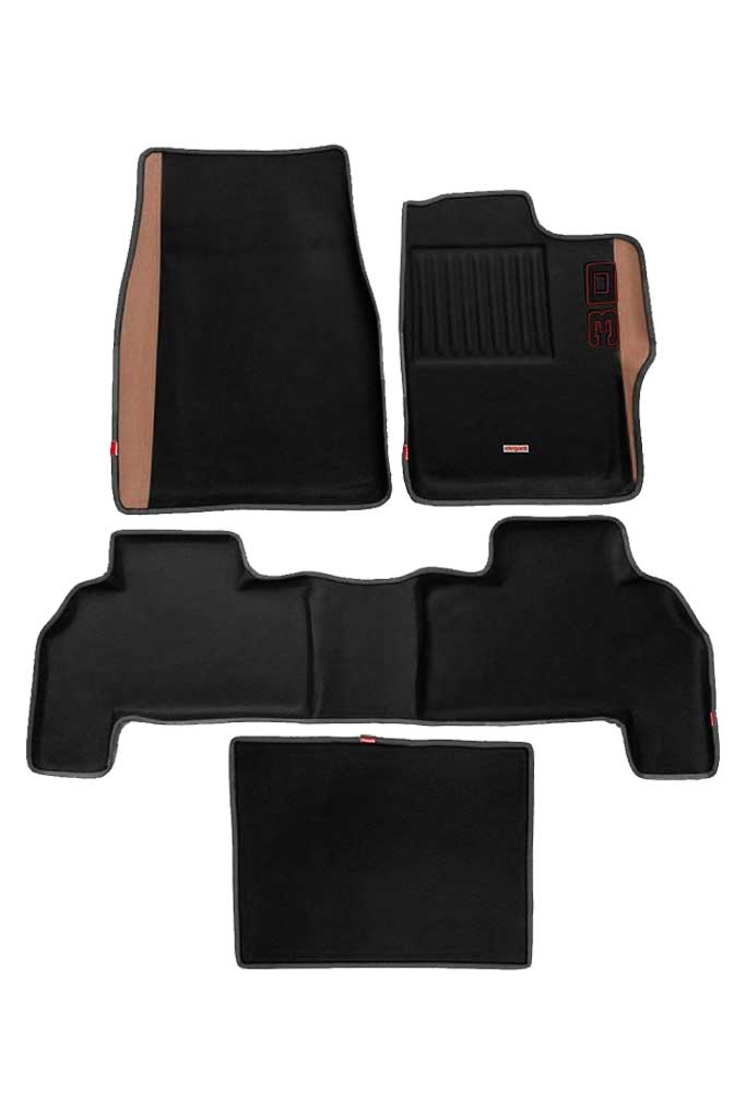 Elegant Diamond 3D Car Floor Mat Black and Beige Compatible With Mahindra Scorpio 2016-2021