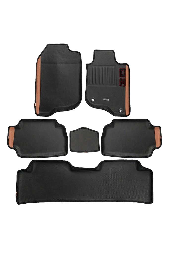 Elegant Diamond 3D Car Floor Mat Black and Beige Compatible With MG Hector Plus