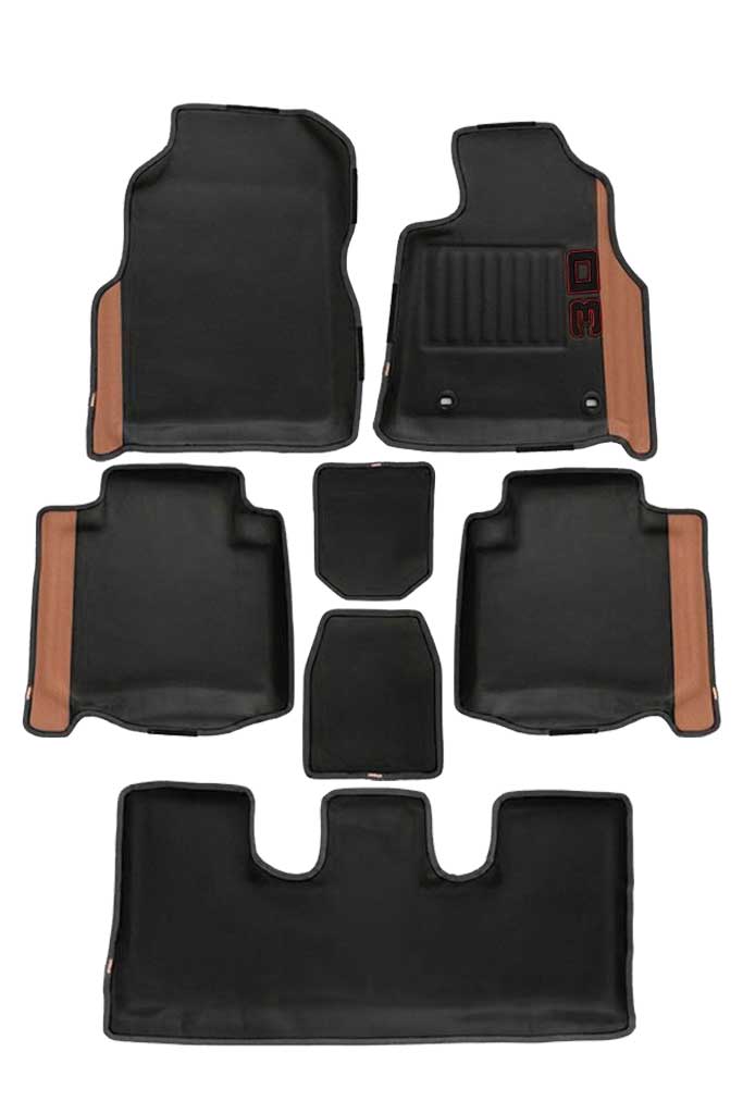 Elegant Diamond 3D Car Floor Mat Black and Beige Compatible With Toyota Innova