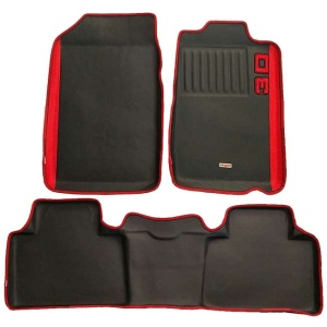 Elegant Diamond 3D Car Floor Mat Black and Red Compatible With Mahindra Thar 2020 Onwards