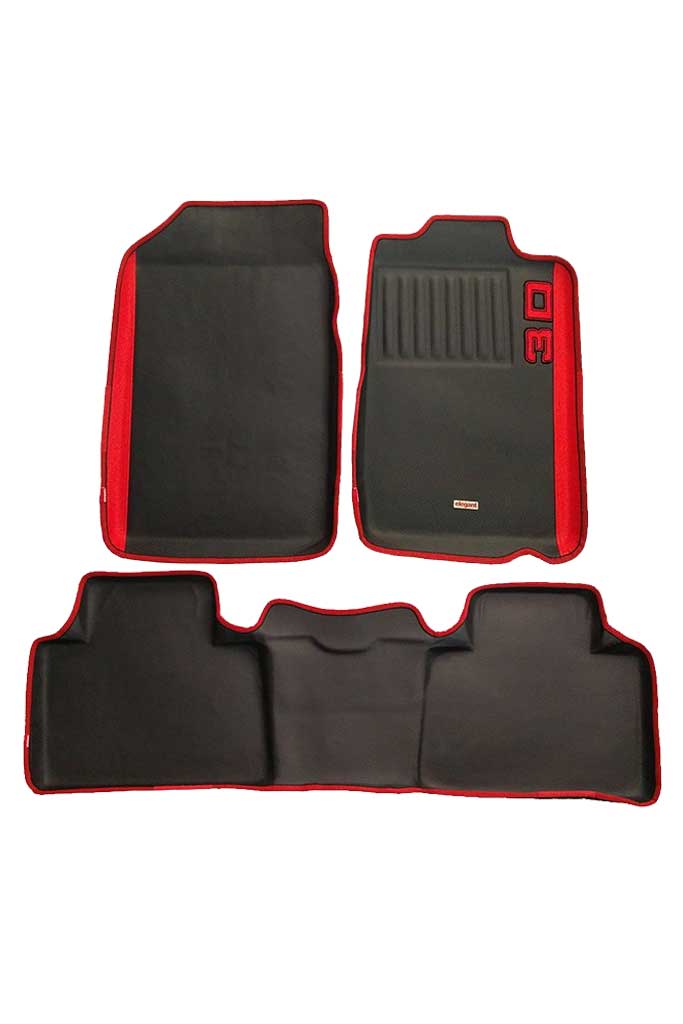 Elegant Diamond 3D Car Floor Mat Black and Red Compatible With Mahindra Tuv300