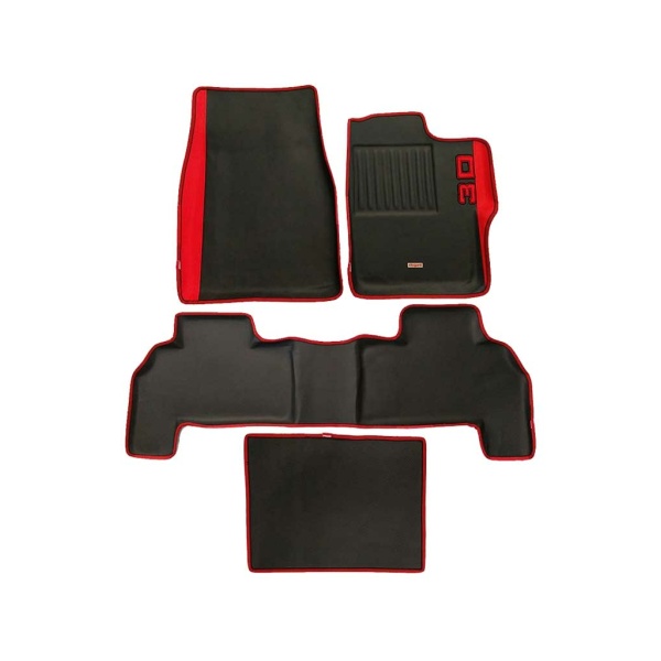Elegant Diamond 3D Car Floor Mat Black and Red Compatible With Mahindra Scorpio N 2022 Onwards