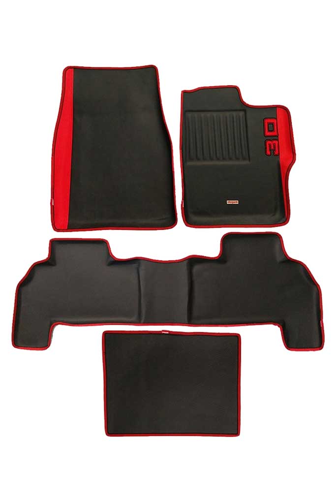 Elegant Diamond 3D Car Floor Mat Black and Red Compatible With Mahindra Scorpio 2016-2021