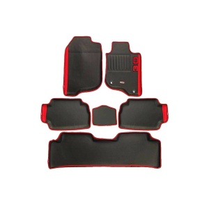 Elegant Diamond 3D Car Floor Mat Black and Red Compatible With Mitsubishi Pajero Sport
