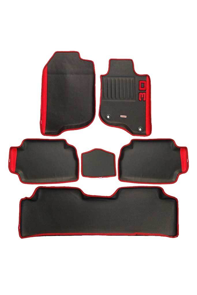 Elegant Diamond 3D Car Floor Mat Black and Red Compatible With Tata Safari Storme
