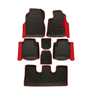 Elegant Diamond 3D Car Floor Mat Black and Red Compatible With Toyota Innova Crysta