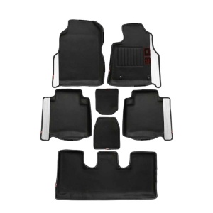 Elegant Diamond 3D Car Floor Mat Black and Silver Compatible With Toyota Fortuner 2016 Onwards