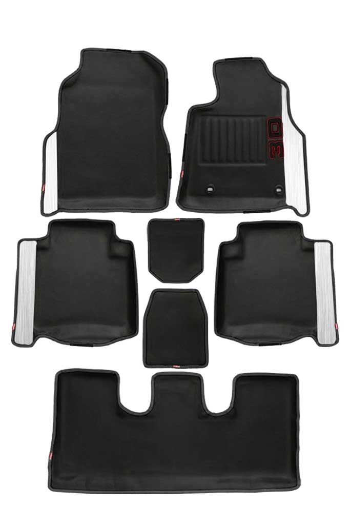 Elegant Diamond 3D Car Floor Mat Black and Silver Compatible With Kia Carnival 7 Seater