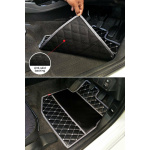 Elegant Luxury Leatherette Car Floor Mat Black and White Compatible With Mahindra Marazzo