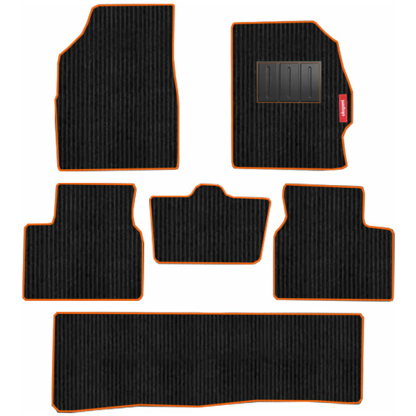 Elegant Cord Carpet Car Floor Mat Black and Orange Compatible With Safari 2021 Onwards
