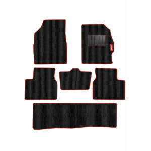 Elegant Cord Carpet Car Floor Mat Black and Red Compatible With Mahindra Marazzo