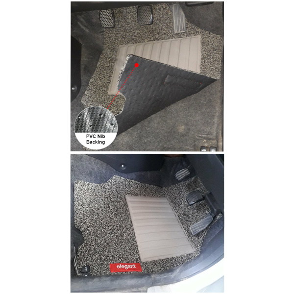 Elegant Grass PVC Car Floor Mat Beige and brown Compatible With Mahindra Bolero