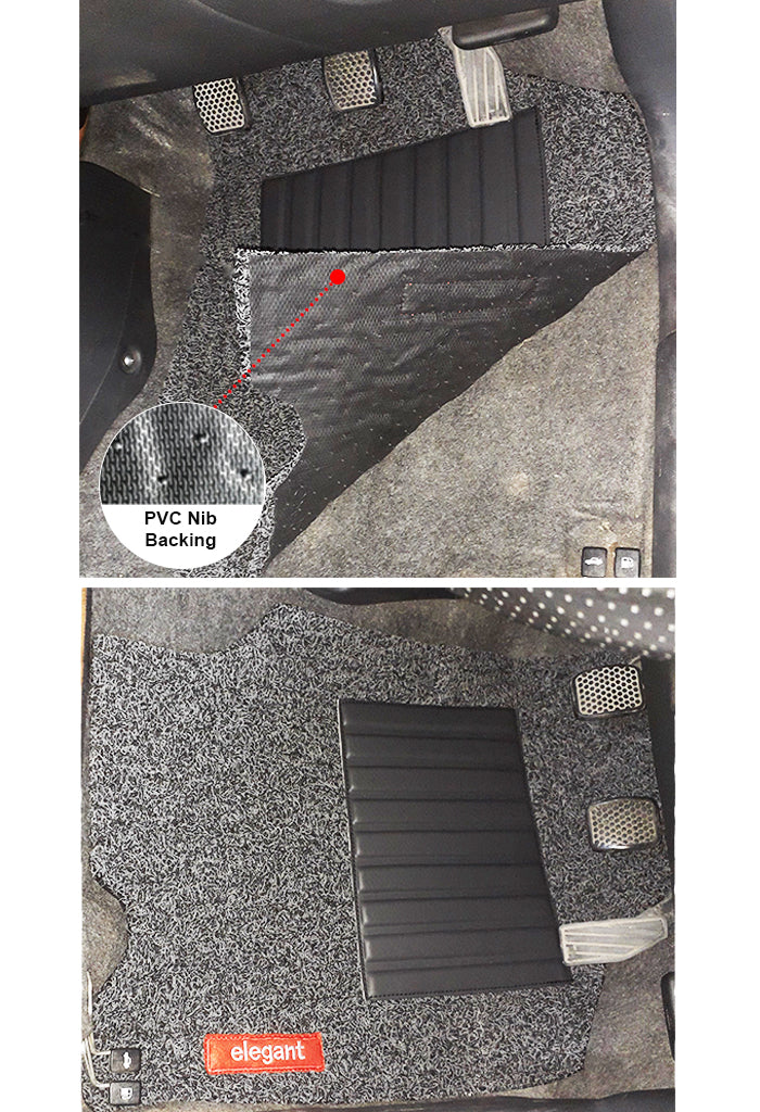 Elegant Grass PVC Car Floor Mat Black and Grey Compatible With MG Hector Plus