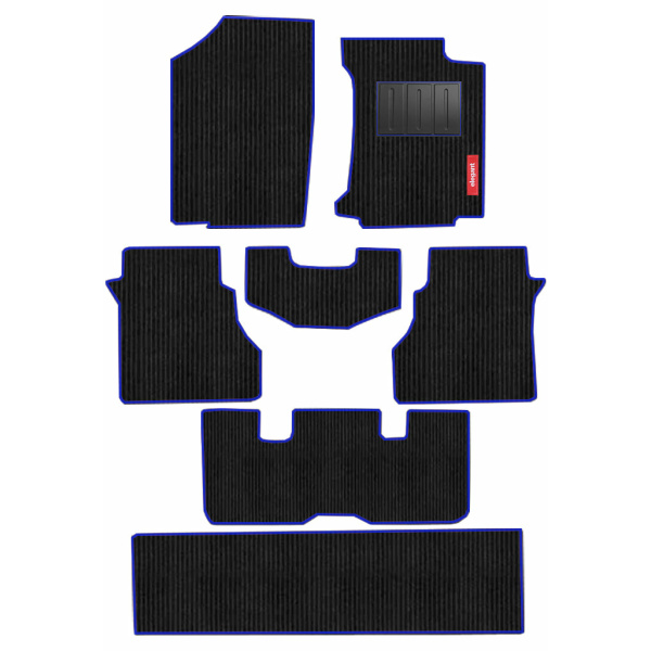 Elegant Cord Carpet Car Floor Mat Black and Blue Compatible With Toyota Innova