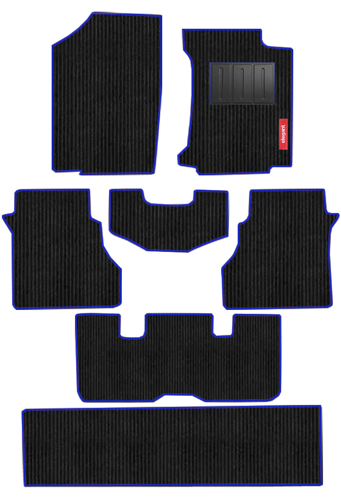 Elegant Cord Carpet Car Floor Mat Black and Blue Compatible With Toyota Innova Crysta