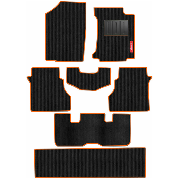Elegant Cord Carpet Car Floor Mat Black and Orange Compatible With MG Hector Plus