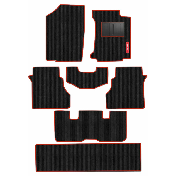 Elegant Cord Carpet Car Floor Mat Black and Red Compatible With Ford Endeavour 2015 Onwards