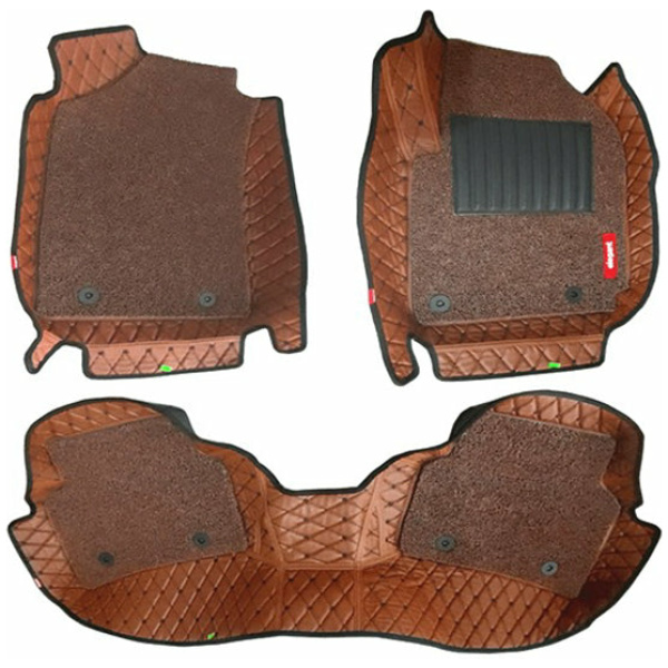 Elegant 7D Car Floor Mat Tan and Black Compatible With Mahindra Xuv 300