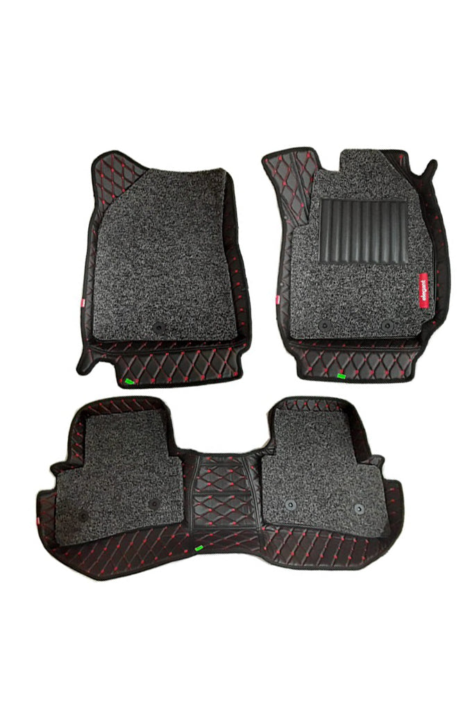 Elegant 7D Car Floor Mat Black and Red Compatible With Honda Brio