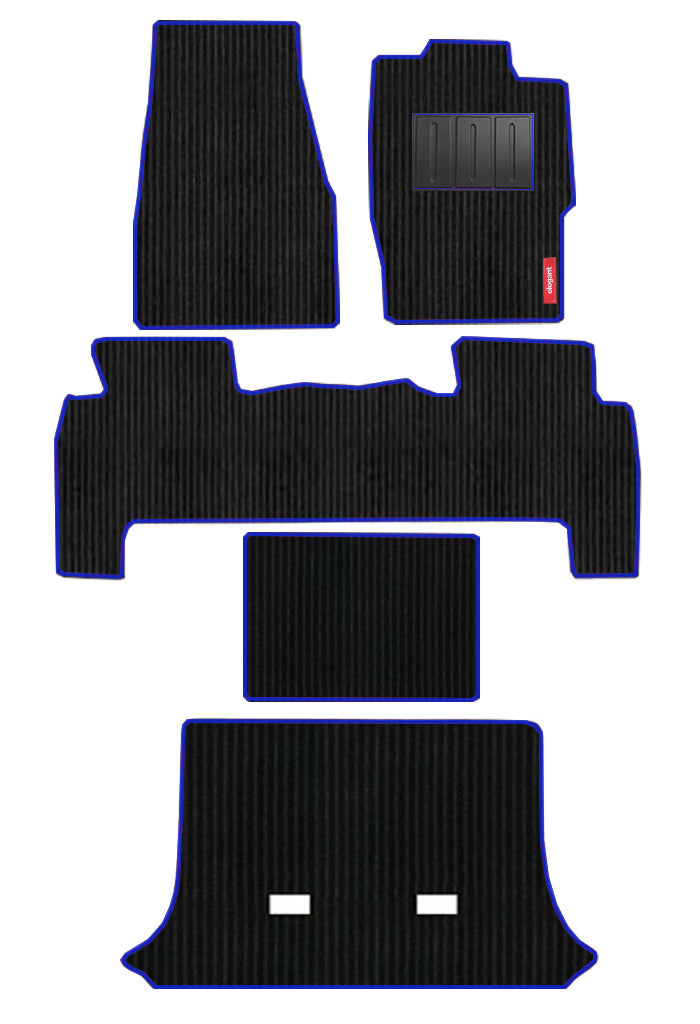 Elegant Cord Carpet Car Floor Mat Black and Blue Compatible With Mahindra Xuv500