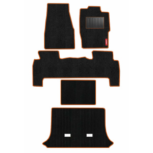 Elegant Cord Carpet Car Floor Mat Black and Orange Compatible With Mahindra Scorpio 2016-2021