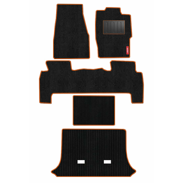 Elegant Cord Carpet Car Floor Mat Black and Orange Compatible With Mahindra Scorpio