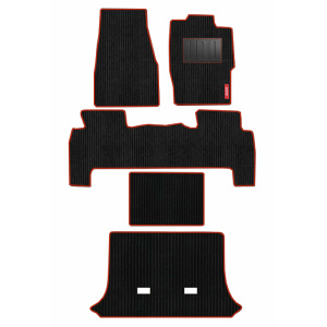 Elegant Cord Carpet Car Floor Mat Black and Red Compatible With Mahindra Scorpio
